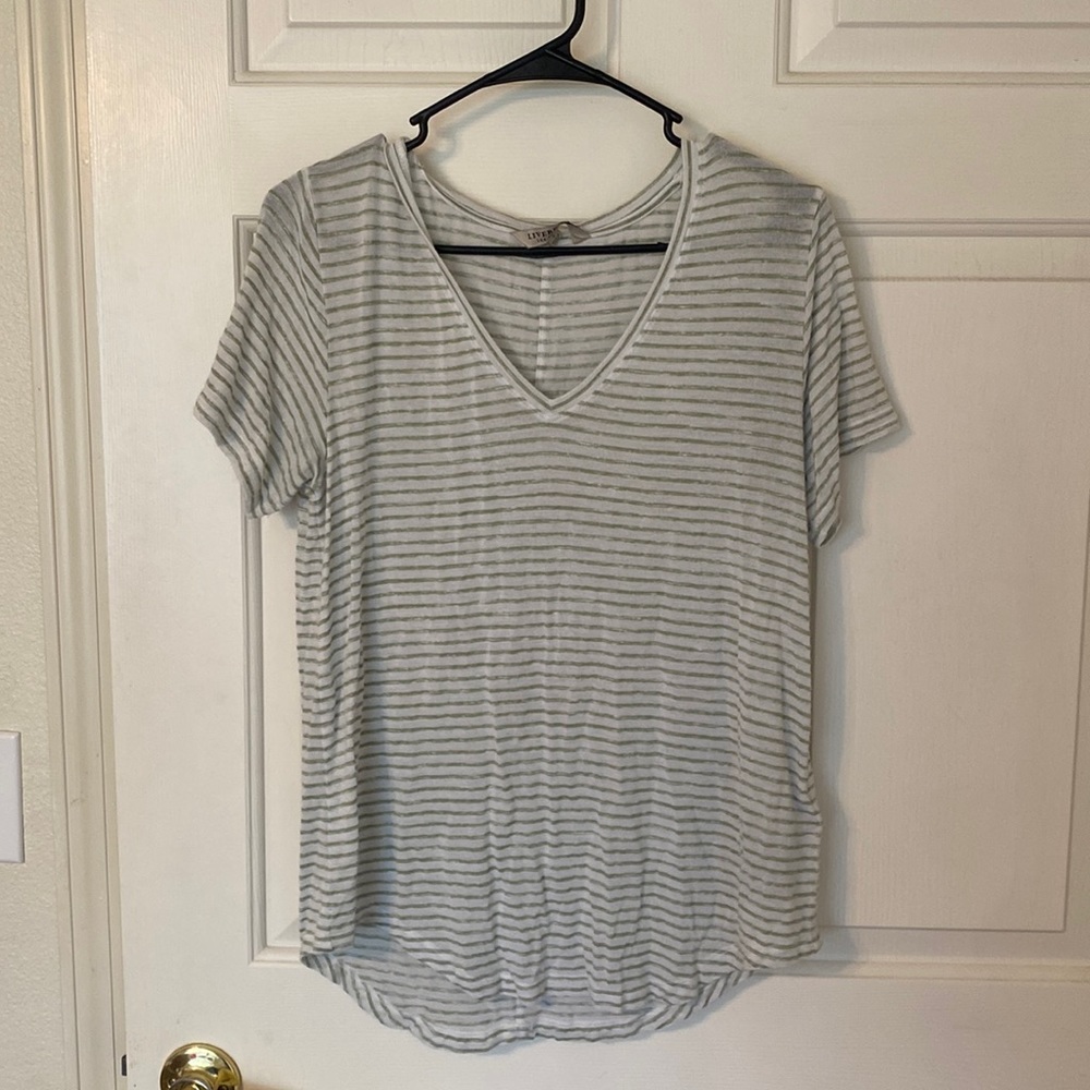 Liverpool green and white striped tee shirt